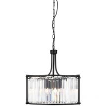 Searchlight - Victoria - Luminaire suspendu rond à 5 ampoules noir mat, avec verre, E27