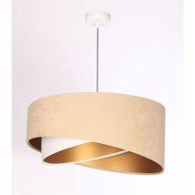 Licht-erlebnisse - Suspension tissu d : 50 cm h : max. 102 cm en blanc beige or Suspension moderne ronde E27