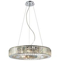 Inspired Diyas Torre - Plafonnier à 9 ampoules, chrome poli, cristal