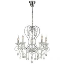 Inspired Diyas Vela - Lustre suspendu à 5 ampoules, chrome poli, cristal