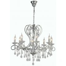 Inspired Diyas Vela - Lustre suspendu à 8 ampoules, chrome poli, cristal