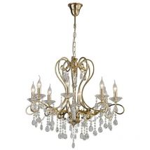Inspired Diyas Vela - Lustre suspendu à 8 ampoules en or français, cristal