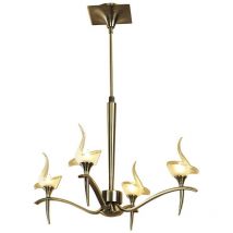 Viena Suspension télescopique ronde à 4 lumières G9, laiton antique