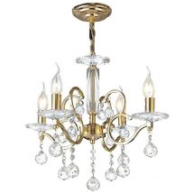 Inspired Diyas Zinta - Lustre suspendu à 4 ampoules en or français, cristal