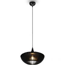 Trio Leuchten - Suspension Led métal et lamelles de bois noire E27 - Trio - Colino