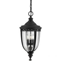 Elstead English Bridle - Grande lanterne d'extérieur à 3 ampoules à chaîne pour plafond, noir, E14