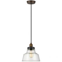 Elstead - Baskin - Luminaire suspendu à 1 dôme en laiton, zinc foncé, E27