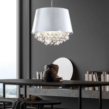 Lampe à suspension cristal plafonnier salle à manger suspension suspension cristal, réglable en hauteur, métal plastique, 3x E14, DxH 50 x 150 cm