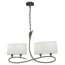Inspired Mantra - Lua - Suspension à 2 bras 4 ampoules E27, nickel satiné avec abat-jour blancs