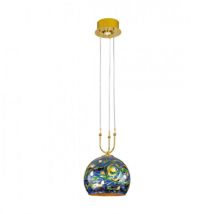 Kolarz Luna Plafonnier Suspendu À Dôme En Verre 2 Lumières Or 24 Carats