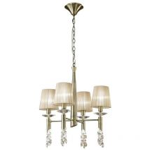 Inspired Mantra - Tiffany - Suspension de plafond 4 + 4 lumières E14 + G9, laiton antique avec abat-jour en bronze tendre et cristal clair