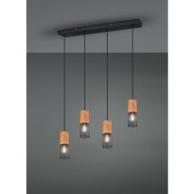 Trio - Suspension Tosh Noir 4xE27 Bois Et Métal Cage L65 cm Lighting