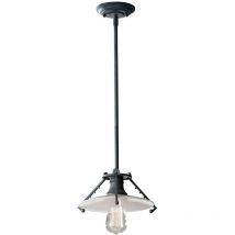 Elstead - Suspension à 1 ampoule en zinc vieilli, verre opale, E27