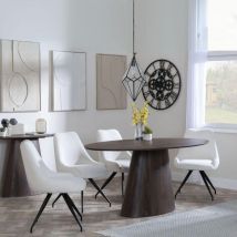 Ripon Grey Ceramic Dining Set - Boden Grey Fabric Swivel Dining Chair