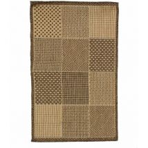 Suva - Tapis tissé carrés de différents motifs marron 60x110