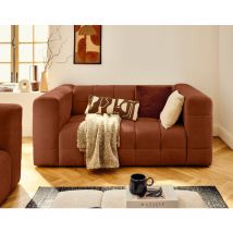 Lisa Design - Suzano - canapé droit 2 places en tissu texturé - rouille