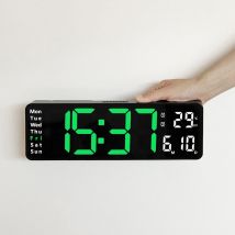 Insma - Sveglia 2 in 1 + Stazione meteorologica Orologio da parete digitale Meteo Ampio schermo led con telecomando Luminosità automatica Temperatura
