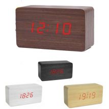 Sveglia orologio digitale led effetto legno con suono allarme e temperatura 1295