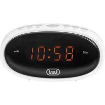 Trevi EC 880, Sveglia da Comodino, Orologio Digitale con Due Sveglie Programmabili, Display Digitale a LED Colore Ambra, Suoneria Elettronica,