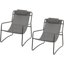 Sveio 2er Set Outdoor Relaxsessel Gartenstuhl Mit Kissen Liegestuhl Dunkelgrau/schwarz - Svita