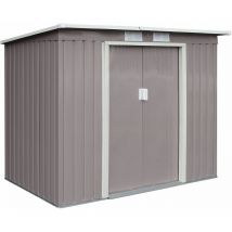 HATTORO XL Abri de jardin en métal gris clair 4m³ 213 × 130 × 173 cm avec toit à une pente porte coulissante abri de jardin abri de jardin