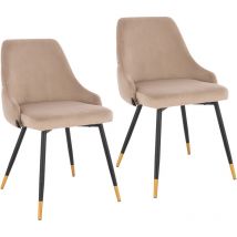 Alice Lot de 2 chaises de salle à manger Chaise rembourrée Chaise avec dossier velours taupe or - Svita