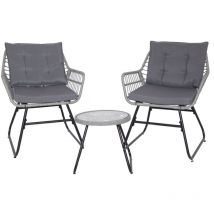 Amalfi groupe de sièges en rotin salon de jardin extérieur 2 personnes ensemble de balcon gris clair - Svita