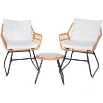 Amalfi groupe de sièges en rotin salon de jardin extérieur 2 personnes ensemble de balcon naturel - Svita