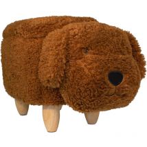 Animal storage Tabouret pour enfants Tabouret pour animaux avec espace de rangement Tabouret rembourré avec pieds en bois Marron Motif animal Caniche