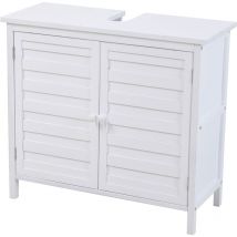 Svita - Armoire sous lavabo Armoire de salle de bain avec étagère indépendante en bambou blanc