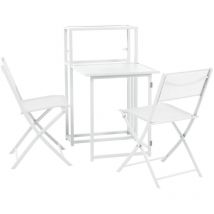 Balcon Set peu encombrant Meubles de balcon petit balcon pliable blanc/beige - Svita