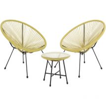 Ensemble de meubles de balcon Svita bali Ensemble de salon Relax Egg-Chair en osier Design Jaune