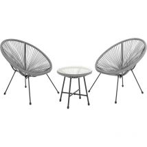 Ensemble de meubles de balcon Svita bali Ensemble de salon Relax Egg-Chair en osier Design Gris