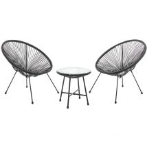 Ensemble de meubles de balcon Svita bali Ensemble de salon Relax Egg-Chair en osier Design Noir