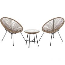 Ensemble de meubles de balcon Svita bali Ensemble de salon Relax Egg-Chair en osier Design Marron