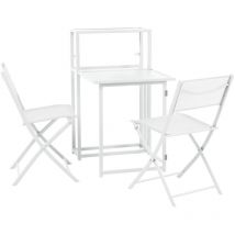 Balkon-Set platzsparend Balkon-Möbel kleiner Balkon klappbar Weiß - Svita