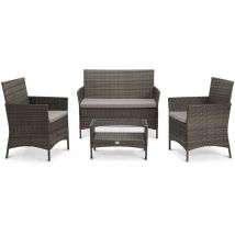 Brooklyn Ensemble de salon de jardin en poly rotin gris - Svita