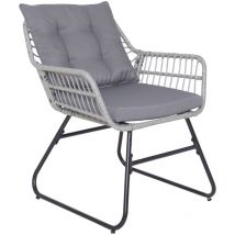 Capri ensemble de meubles de balcon ensemble de sièges d'extérieur en polyrotin 4 pièces Salon de jardin gris clair/gris foncé - Svita