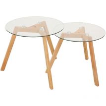 Elara Table d'appoint Lot de 2 tables en verre Table de chevet Table de salon Naturel - Svita