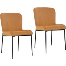 SVITA FREDDIE lot de 2 chaises de salle à manger revêtement velours côtelé pieds métal jaune moutarde