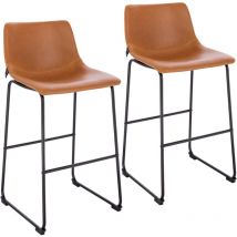 Svita - john 2-er Set Barhocker Barstuhl mit Rückenlehne Retro Kunst-Leder Cognac