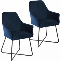 Josie Dining Lot de 2 chaises de salle à manger Fauteuil Chaise rembourrée Tissu bleu foncé - Svita