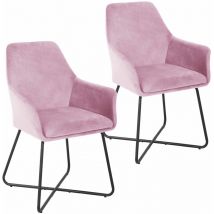 SVITA JOSIE Dining Lot de 2 chaises de salle à manger Fauteuil Chaise rembourrée Tissu Rose