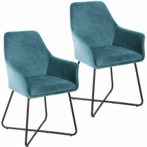 Josie Dining Set de 2 chaises de salle à manger Fauteuil Chaise rembourrée Velours pétrole - Svita