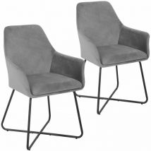 Josie Dining Lot de 2 chaises de salle à manger Fauteuil Chaise rembourrée Tissu Gris clair - Svita