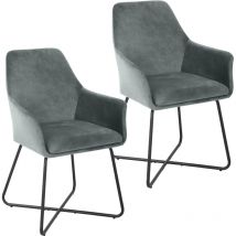 Josie Dining Lot de 2 chaises de salle à manger Fauteuil Chaise rembourrée Tissu Gris clair - Svita