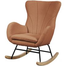 Svita - knut Chaise à bascule Chaise à patins en bois avec accoudoirs Teddyboucle marron