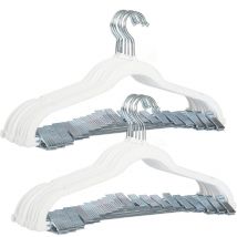 Lot de 20 cintres à pantalons avec clips et revêtement velours Blanc - Svita