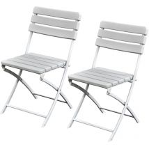 Lot de 2 chaises de balcon aspect bois pliables Chaise de jardin Bistro Set Outdoor Blanc - Svita