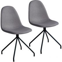 Lot de 2 chaises de salle à manger Pieds en métal Chaise rembourrée Polyester Gris clair - Svita